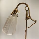 Bronze desk art deco lamp with tulip signed "schneider"