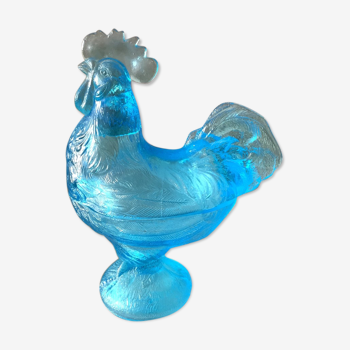 Candy rooster glass press mold blue portieux
