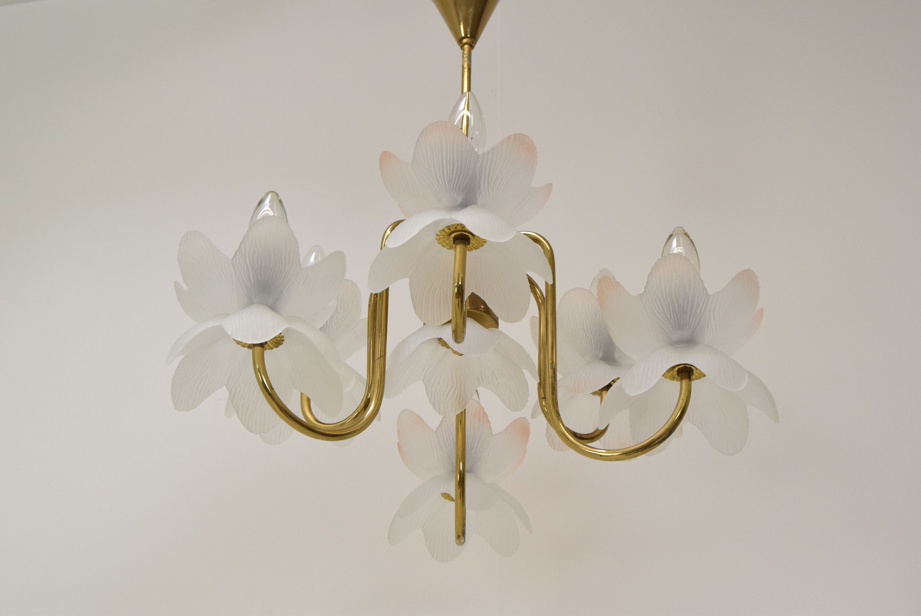 Mid-century Glass Chandelier,1970's.