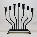 ART POPULAIRE - JUDAICA Menorah Ancien Chandelier 7 bras de lumière en fer forgé