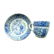 Coffee or teacup on saucer, Lunéville Lace model, in blue
