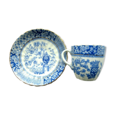 Coffee or teacup on saucer, Lunéville Lace model, in blue