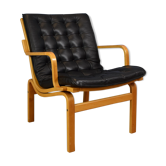 Finn Ostergaard mid century retro condo chair black leather armchair