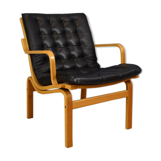 Finn Ostergaard mid century retro condo chair black leather armchair