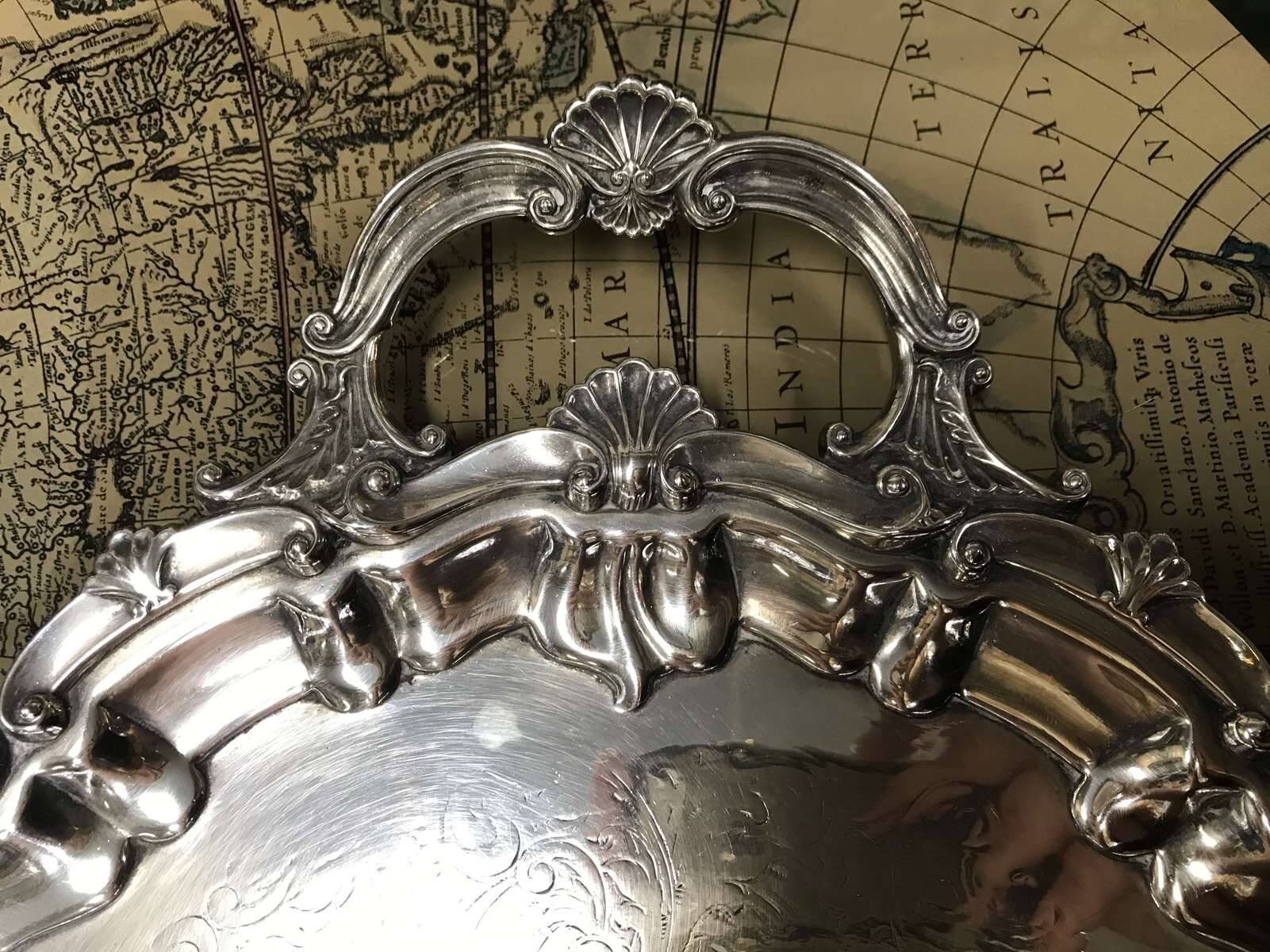 Large English silver plated tray from the 1930s