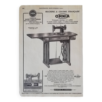 Affiche machine à coudre Omnia 1953 modèle commande électrique