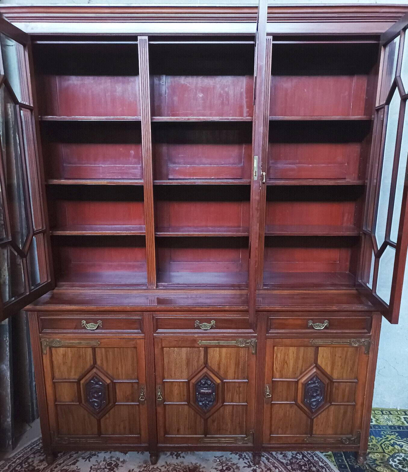 Bibliothèque anglaise Maple & Co 19ème en acajou