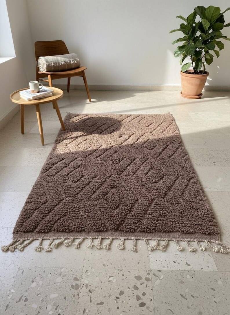Handmade natural wool rug size 150 x 250 cm