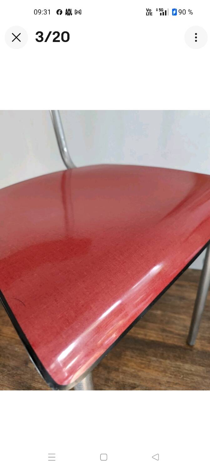 Jacques Hitier Chair 1950 Tubauto Red Bakelite Style Seat