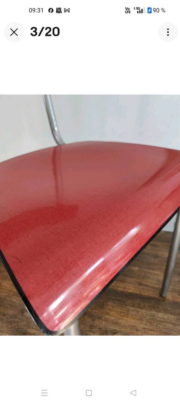 Jacques Hitier Chaise 1950 Tubauto Rouge Assise Style Bakélite