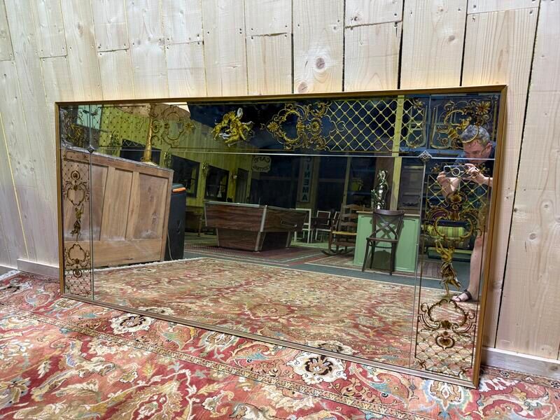 Miroir de Bistro - Brasserie en verre églomisé style Art Nouveau