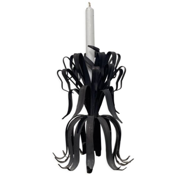 Brutalist organic candle holder in black metal