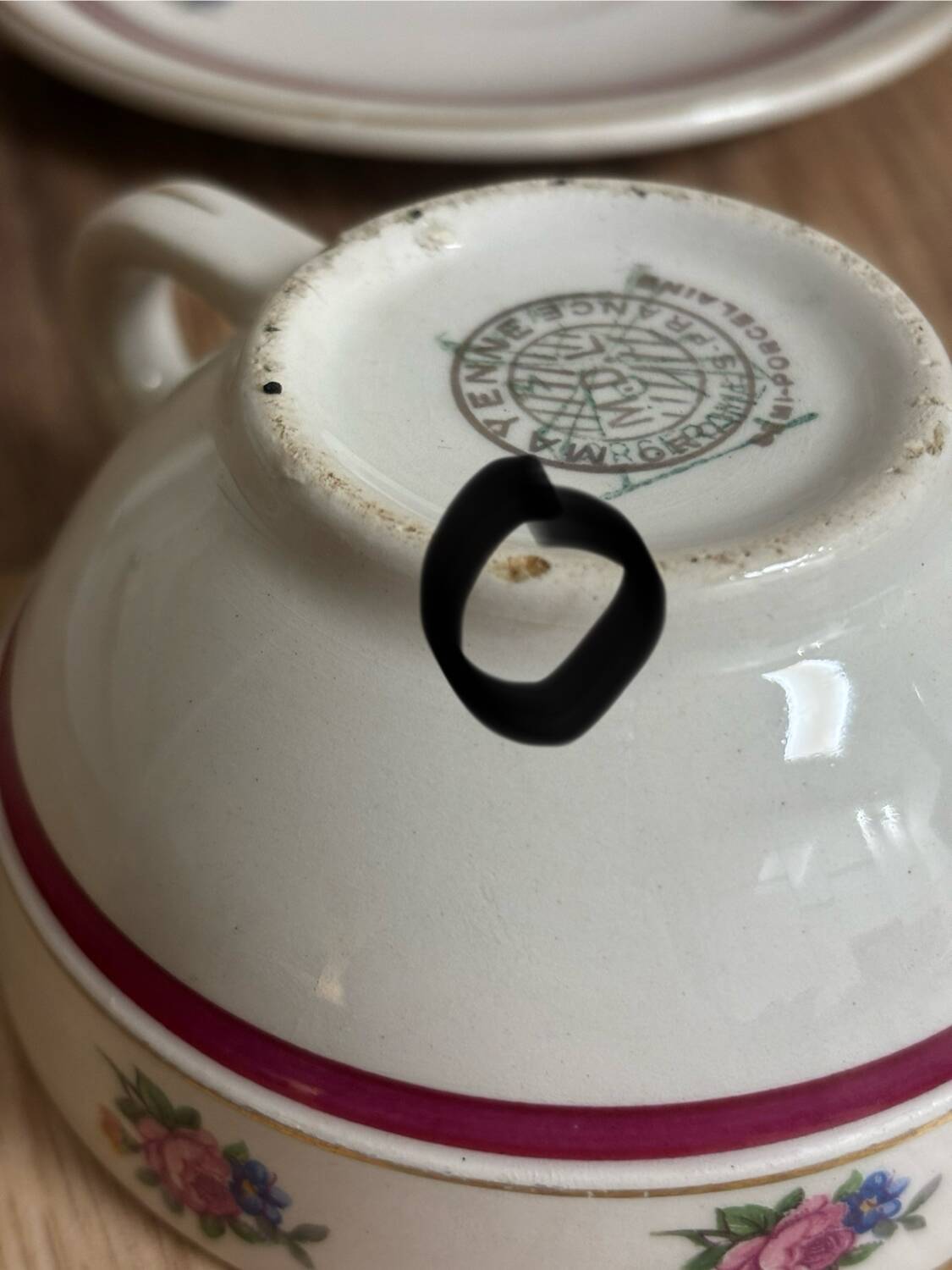 Vintage cup and saucer set Moulin des Loups Orchies