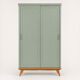 Armoire parisienne penderie 1960 vert grisé rénovée 