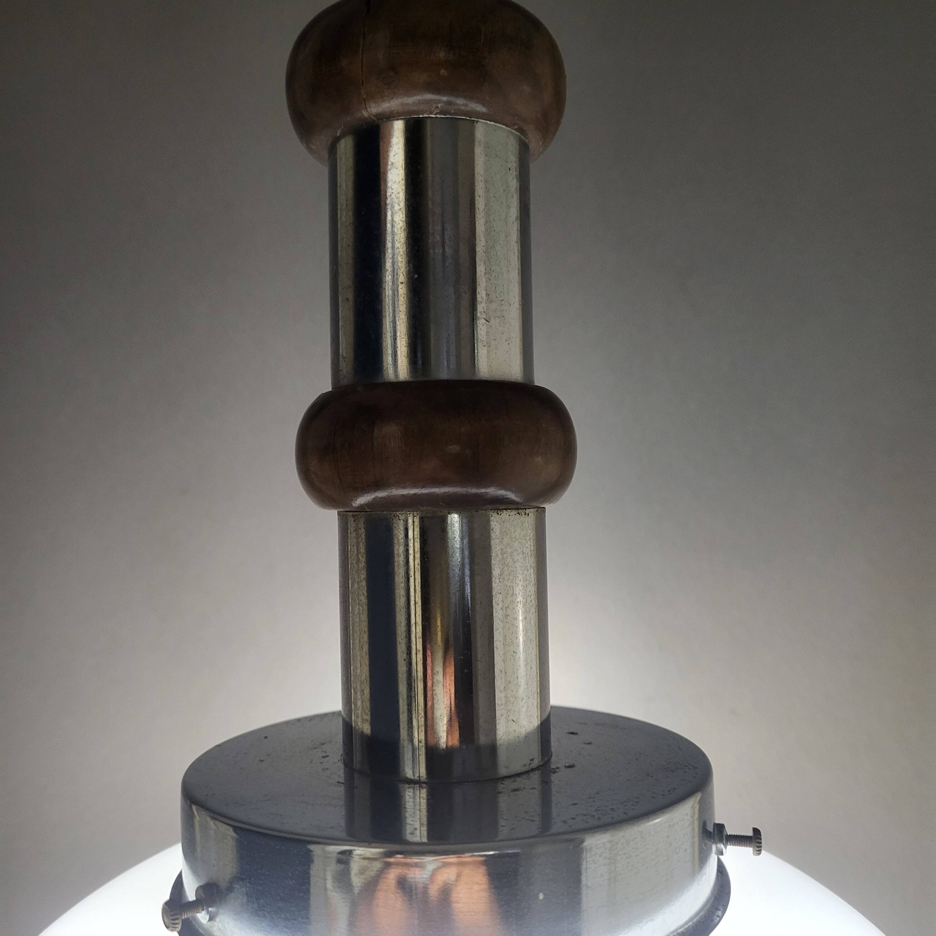Mazzega glass and chrome mushroom pendant light, Murano, 1960-70, space age