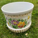 Cache pot motif peint à la main vintage