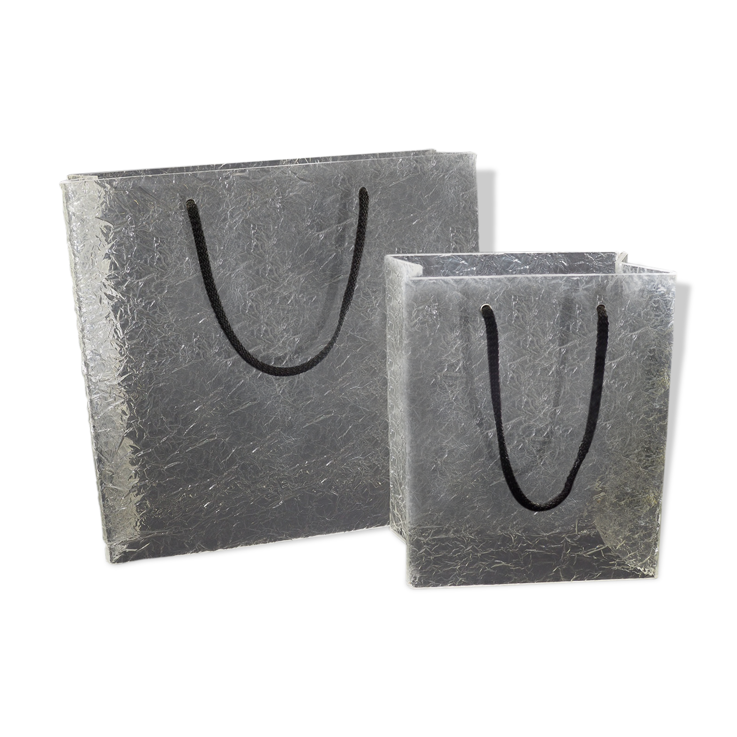 Lucite shopping bag lamps mid-century, set of 2