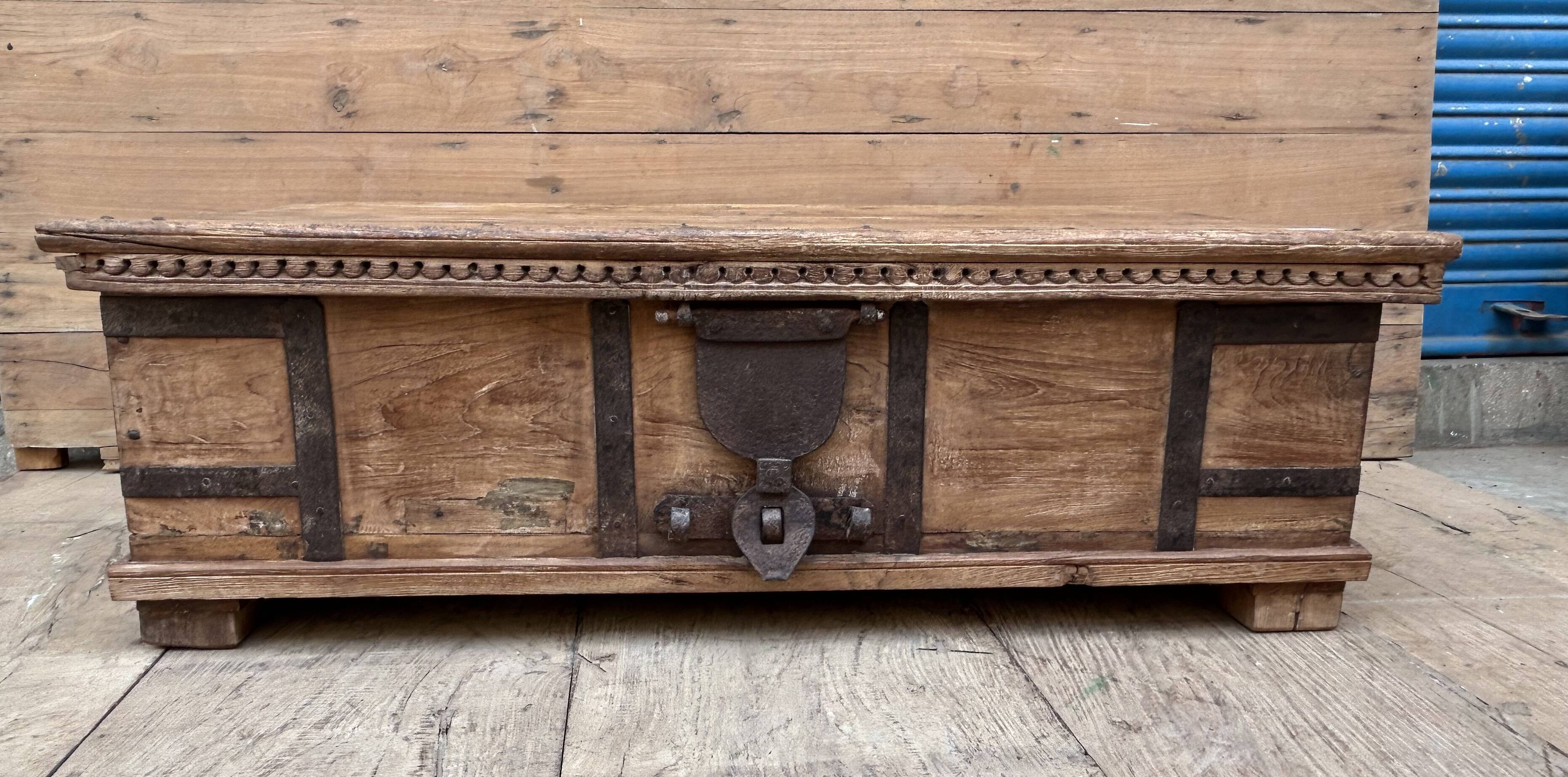 bench - teak chest from Burma with original fittings