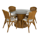 Ensemble table et 4 chaises vintage en rotin esprit Riviera