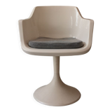 White swivel tulip chair, design 1970