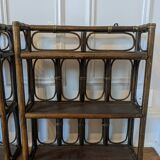 Pair of rattan shelves