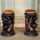 Pair of Nubian stools, polychrome sculptures, Venice circa 1880
