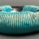 Twentieth century ceramic ashtray decorated with animals on a blue background