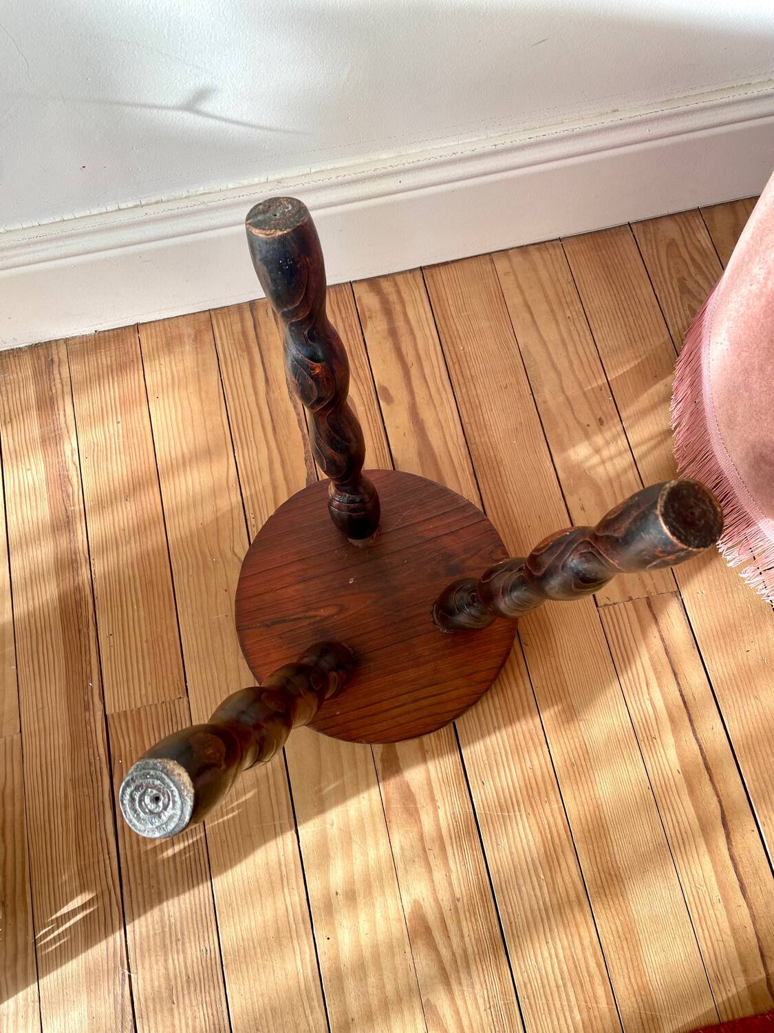 Vintage wooden tripod stool