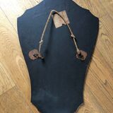 Old bevelled and engraved mirror   43x63cm