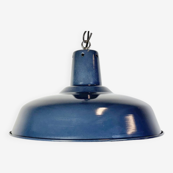 Industrial Italian Dark Blue Enamel Pendant Lamp, 1960s