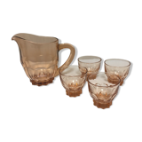 Orange pitcher and 4 rosaline glasses