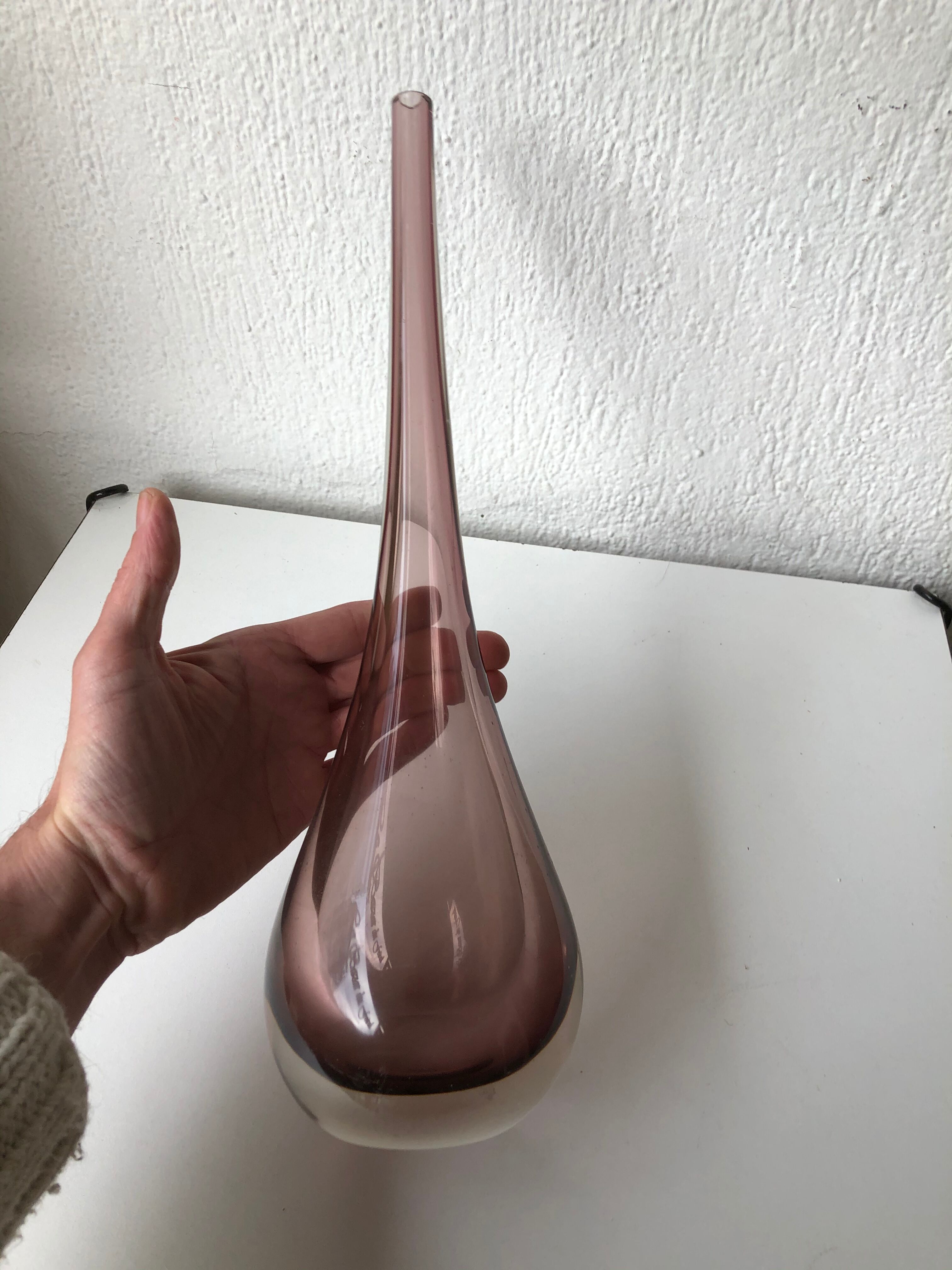 Scandinavian thick glass vase circa 1960 - 1970