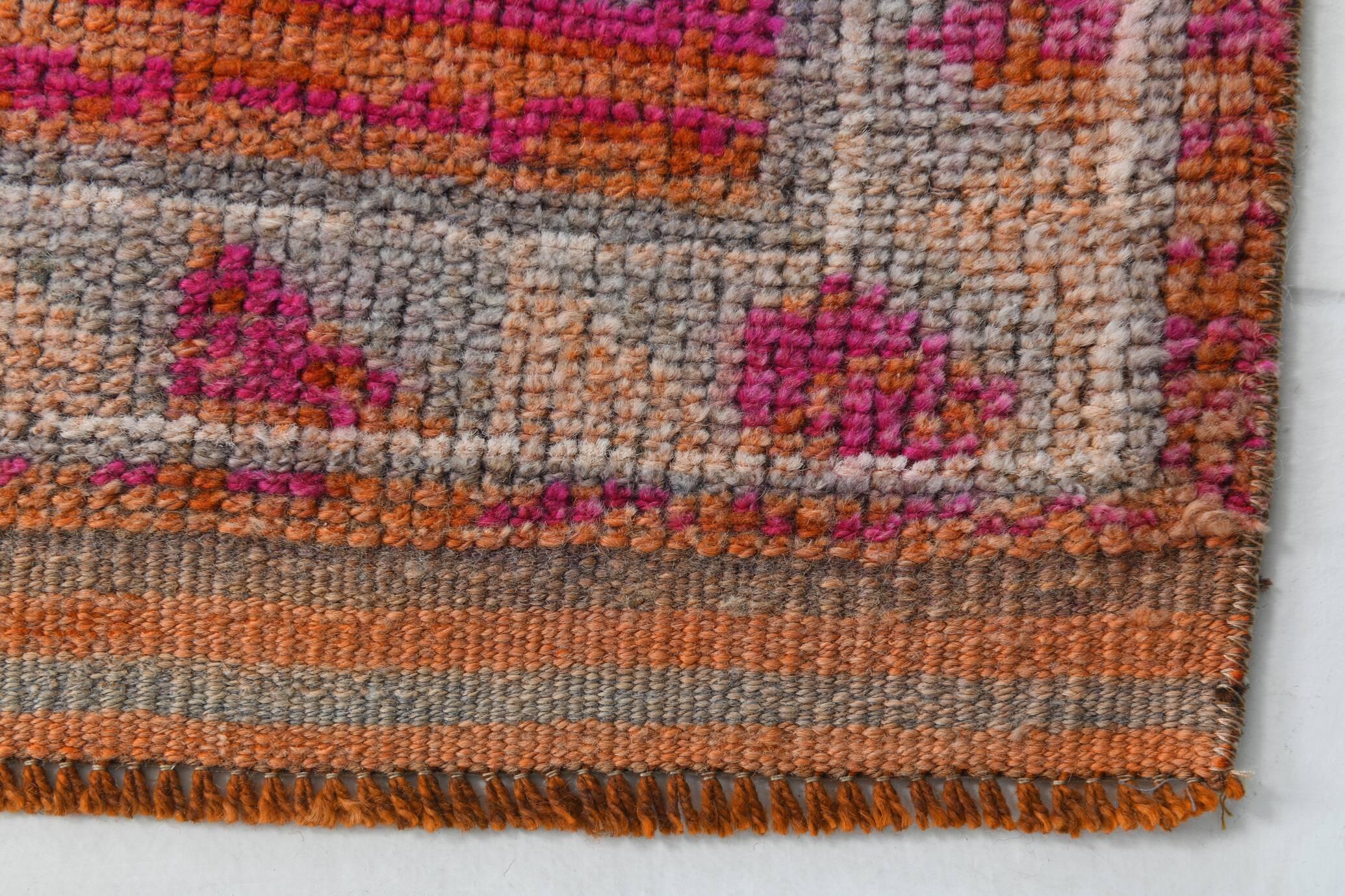 Orange & Green Turkish Runner Rug, 84x368Cm