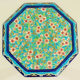 Glazed ceramic trivet, Longwy enamels, art deco