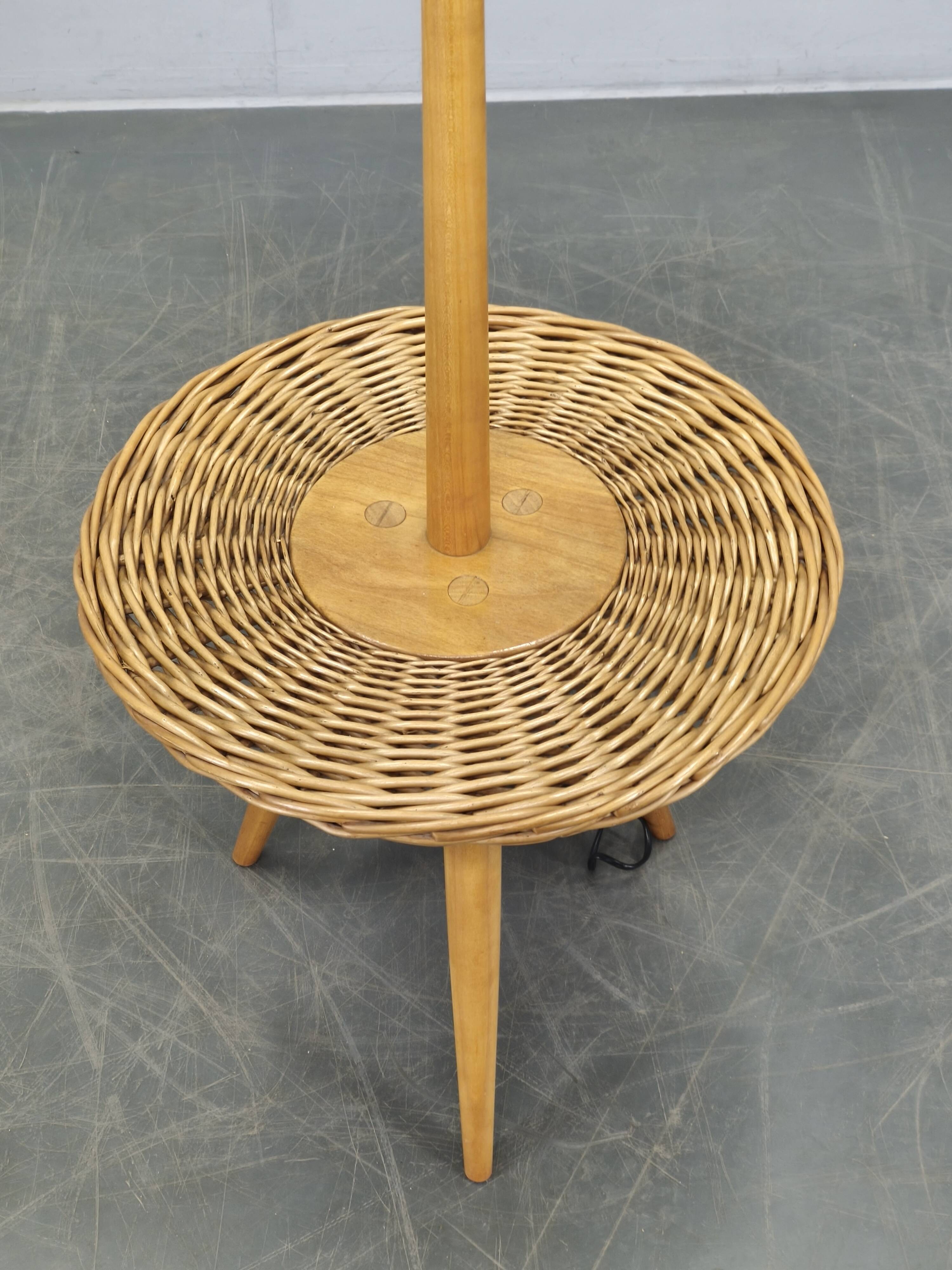 Jan Kalous ULUV Rattan Floor Lamp, Czechoslovakia 1960s