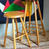 Vintage blond wooden stool