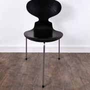 Pair of satin black beech chairs model 3100 "Ant" by Arne Jacobsen for Fritz Hansen, Denmark, 1957.