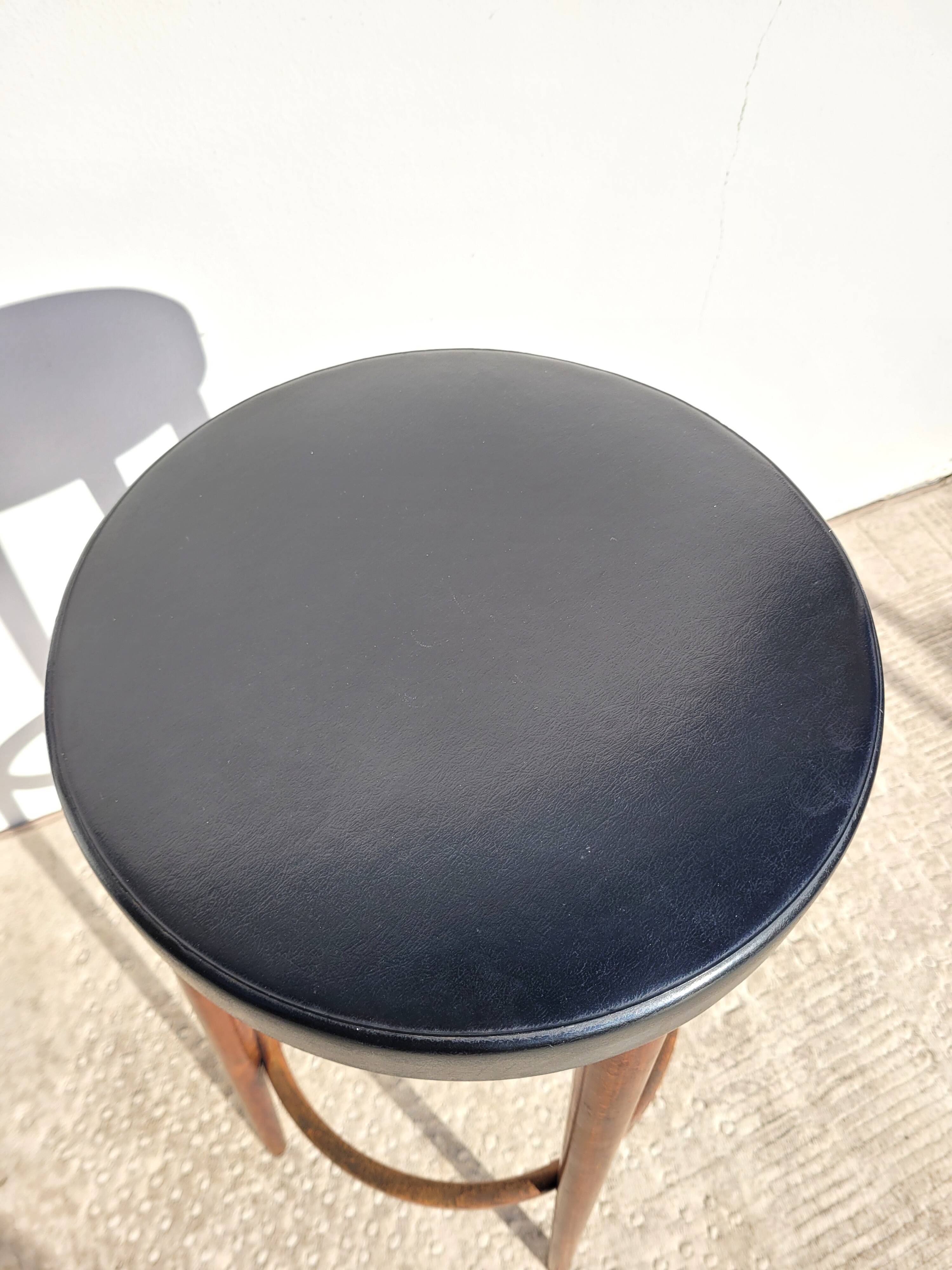 High wood stool & black imitation