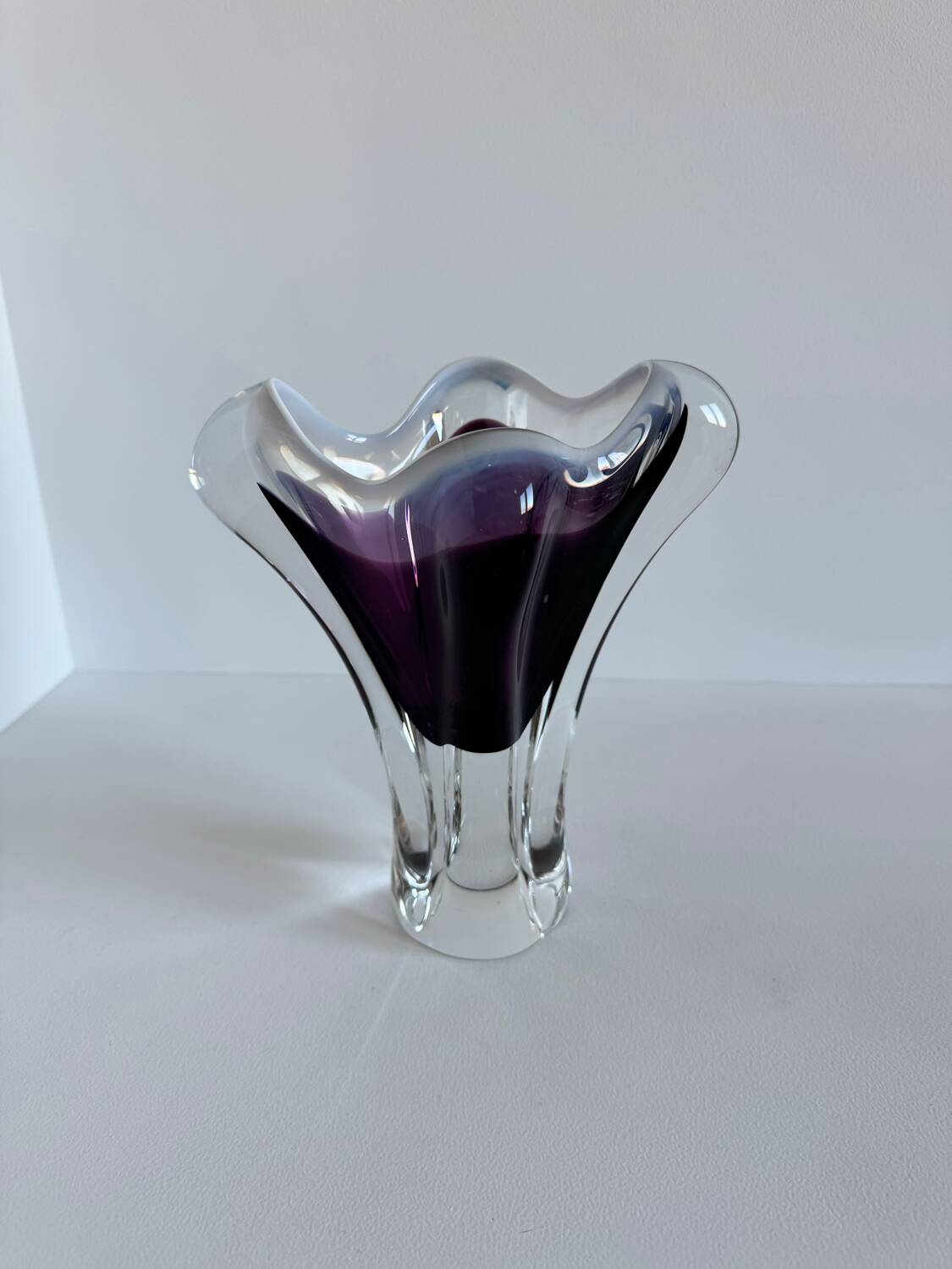 Vintage Mid Century Modern Handmade Murano Italy Glass Vase
