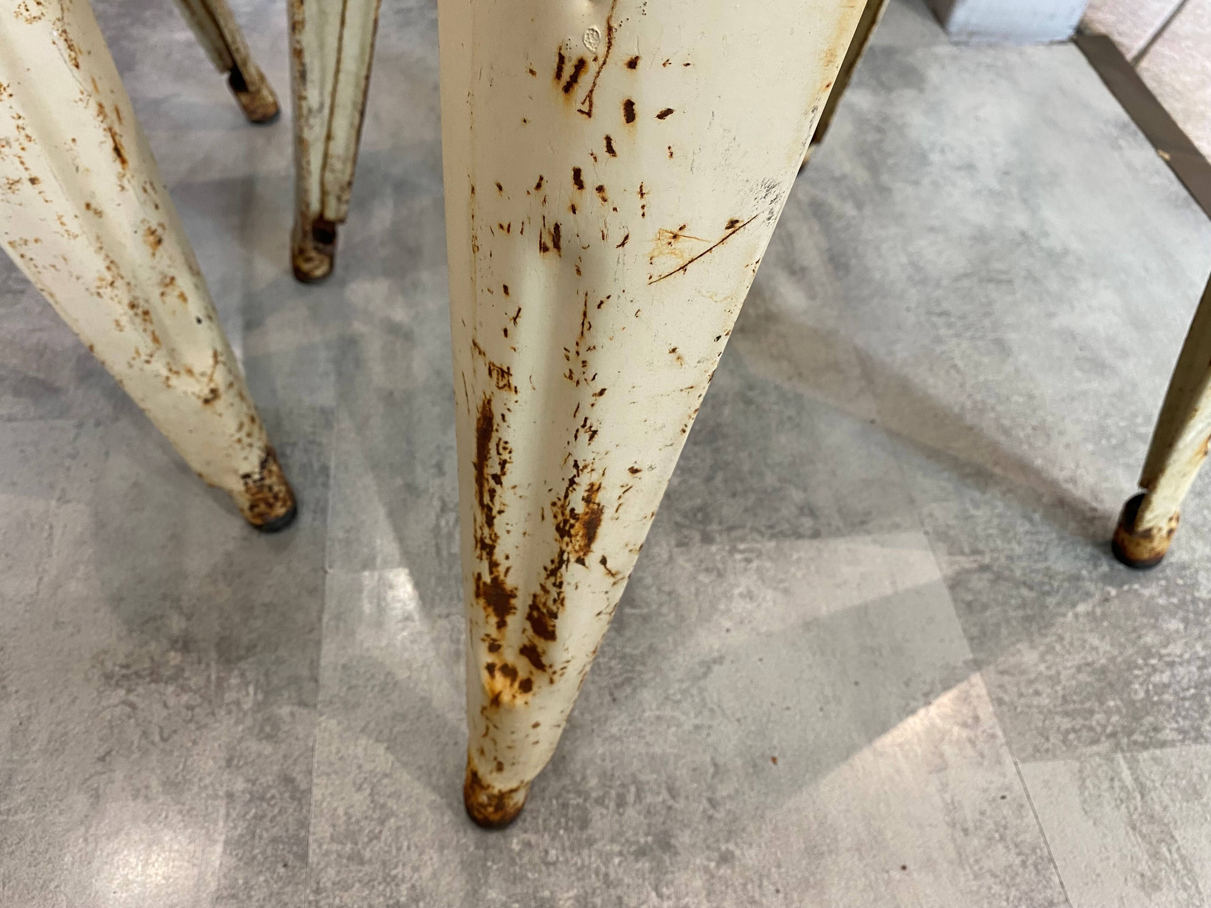 Authentic pair of Xavier Pauchard industrial Tolix metal stools 50