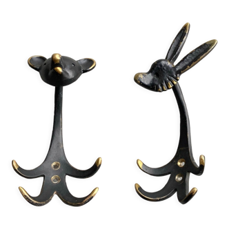 Zoomorphic coat hooks by Walter Bosse 1950s