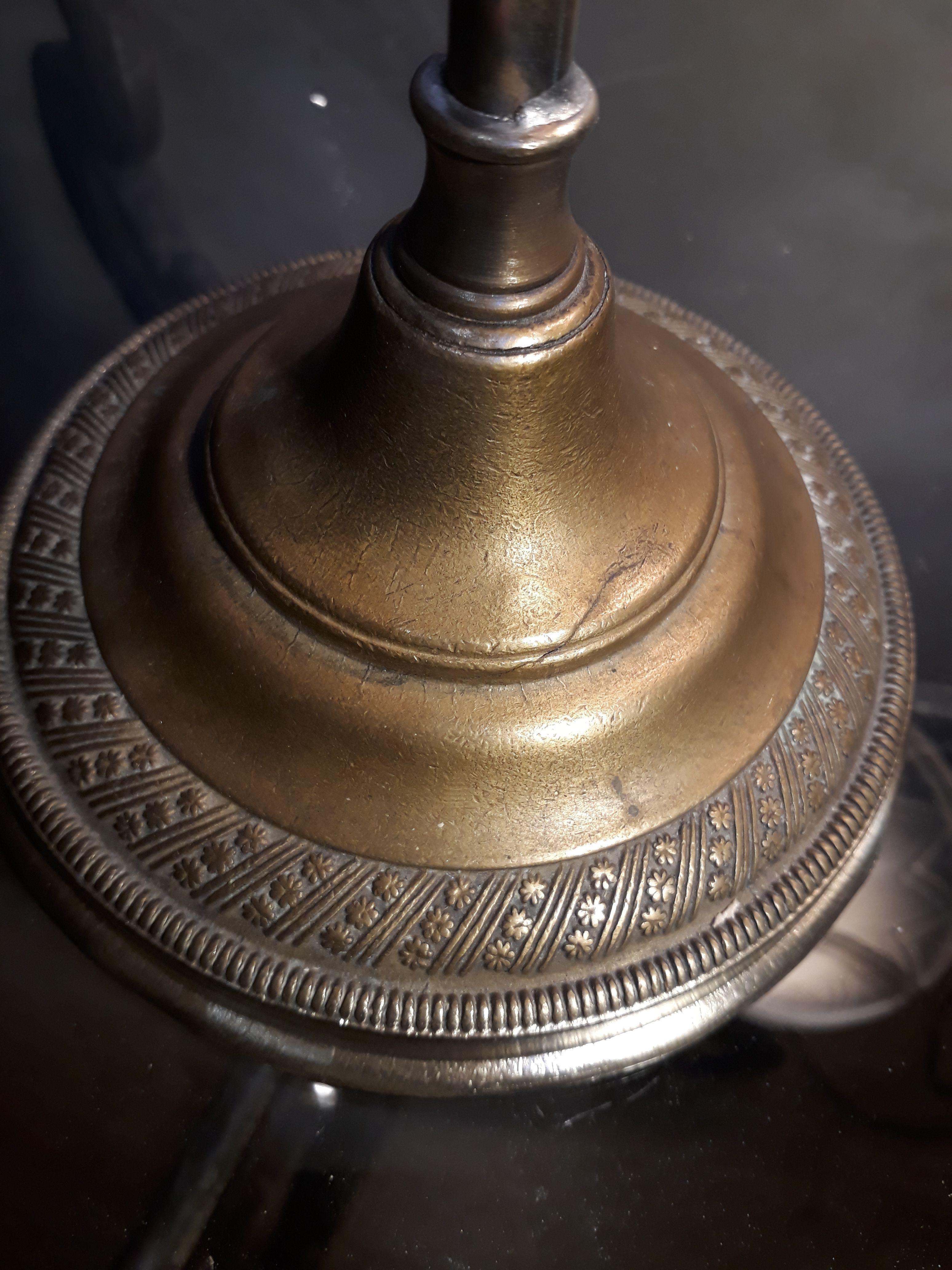 1900 beautiful brass desk lamp patina with its tulip art deco 44x25cm,