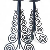 Paire de candélabres en fer forgé à la main, Espagne, vers les années 1970.