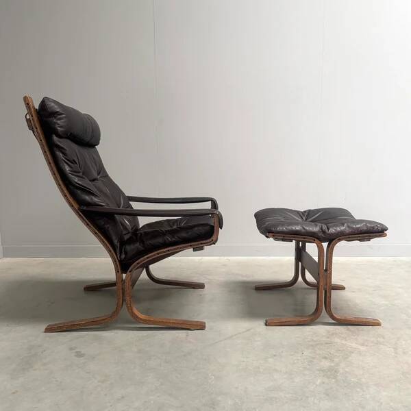 Fauteuil Siesta avec repose-pieds par Ingmar Relling, années 1960.
