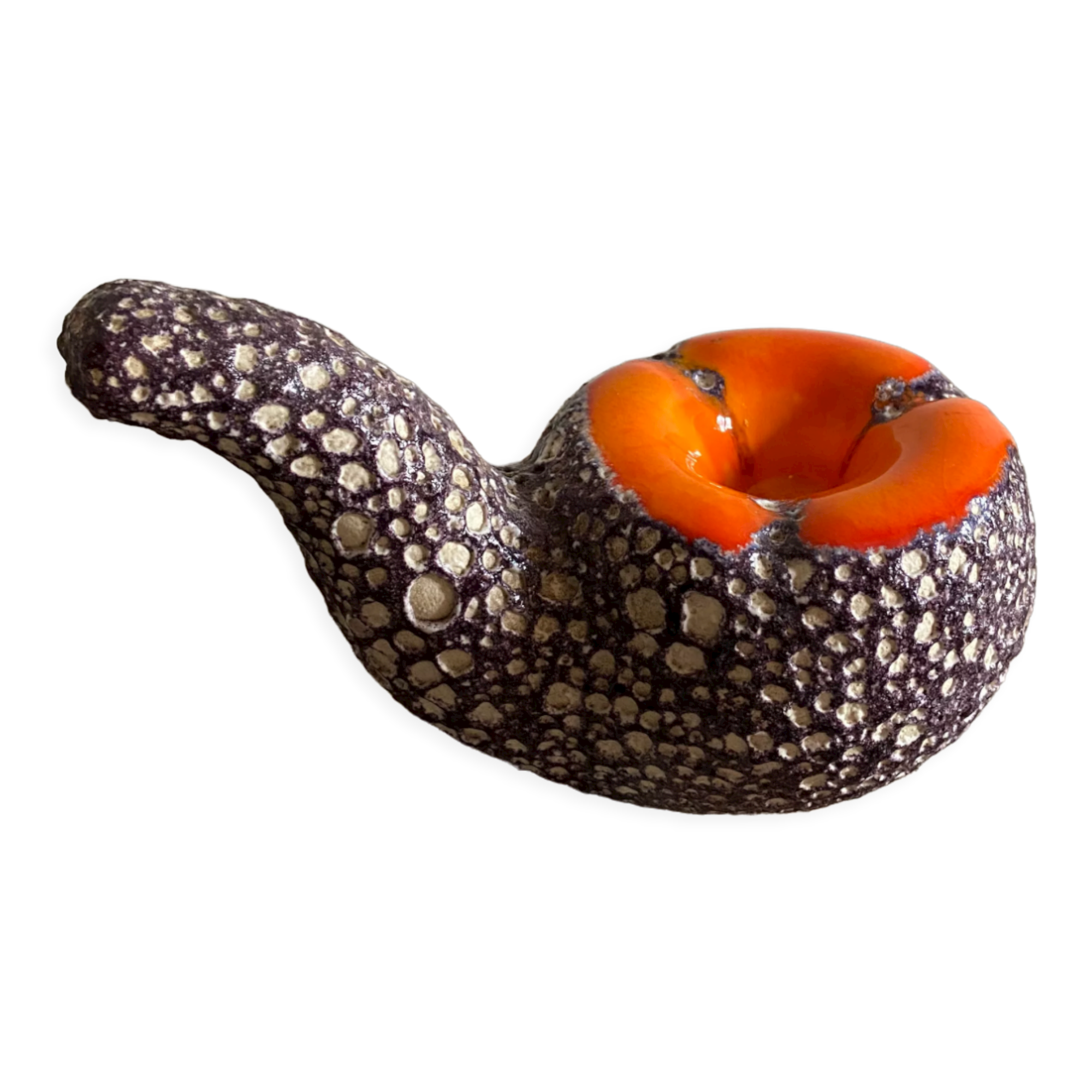 Pipe-shaped ashtray Vallauris fat lava