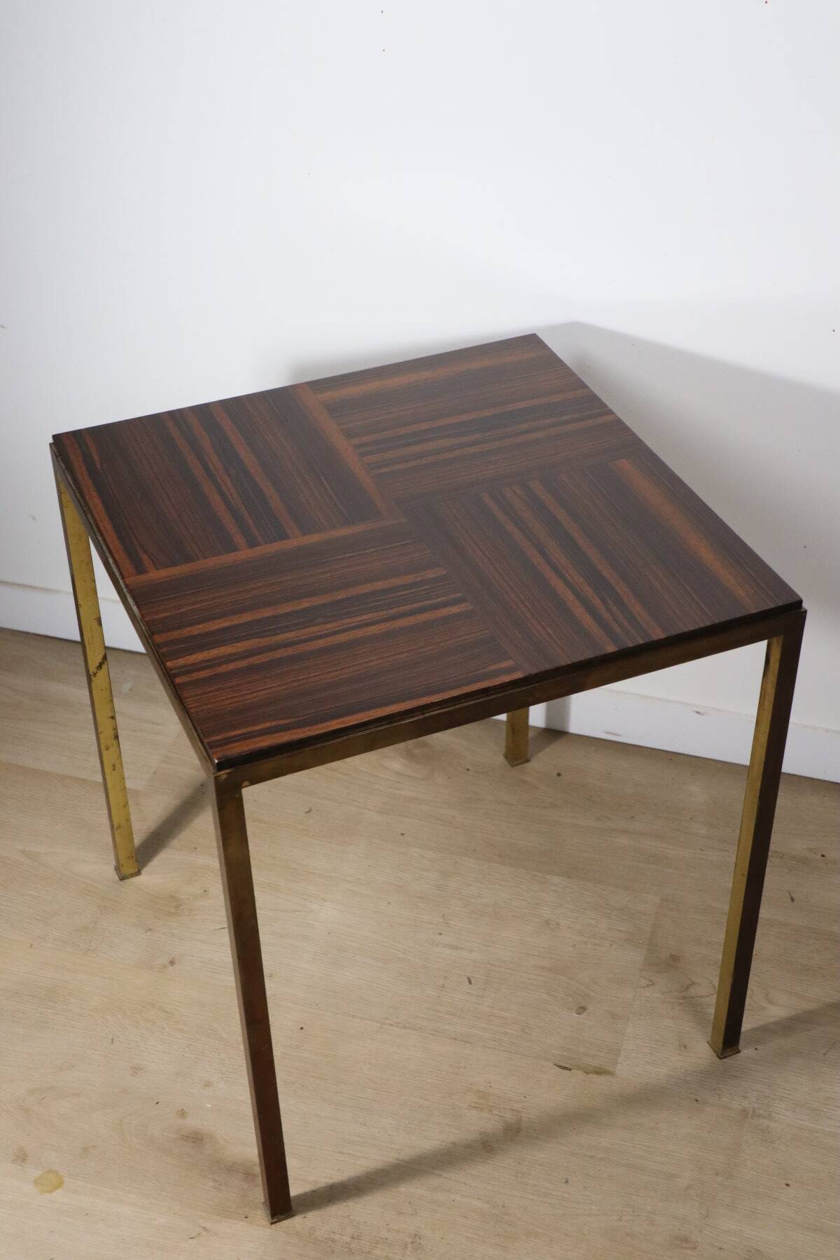Vintage side table in rosewood & bronze – 1960s