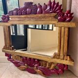 LARGE ITALIAN MIRROR in ART DECO style in gilded wood with fruit decoration