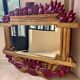 LARGE ITALIAN MIRROR in ART DECO style in gilded wood with fruit decoration