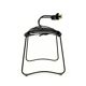 Contemporary kitchen bar stool with black steel backrest.