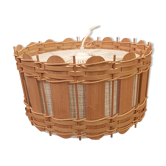Vintage hanging lamp in wood and fabric